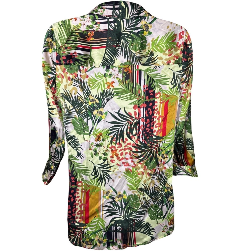 L'AGENCE Womens Floral Tropical 100% Silk‎ Button Down Shirt XS Excellent Resort - Picture 3 of 11